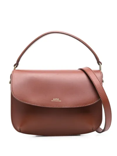 Apc Sarah Leather Shoulder Bag In Brown