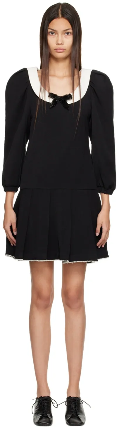 Shushu-tong Black Bow Minidress In Ba100 Black