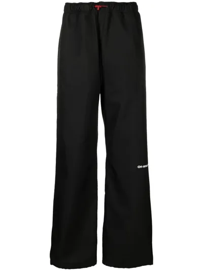 Off-white Logo-print Track Pants In Black White