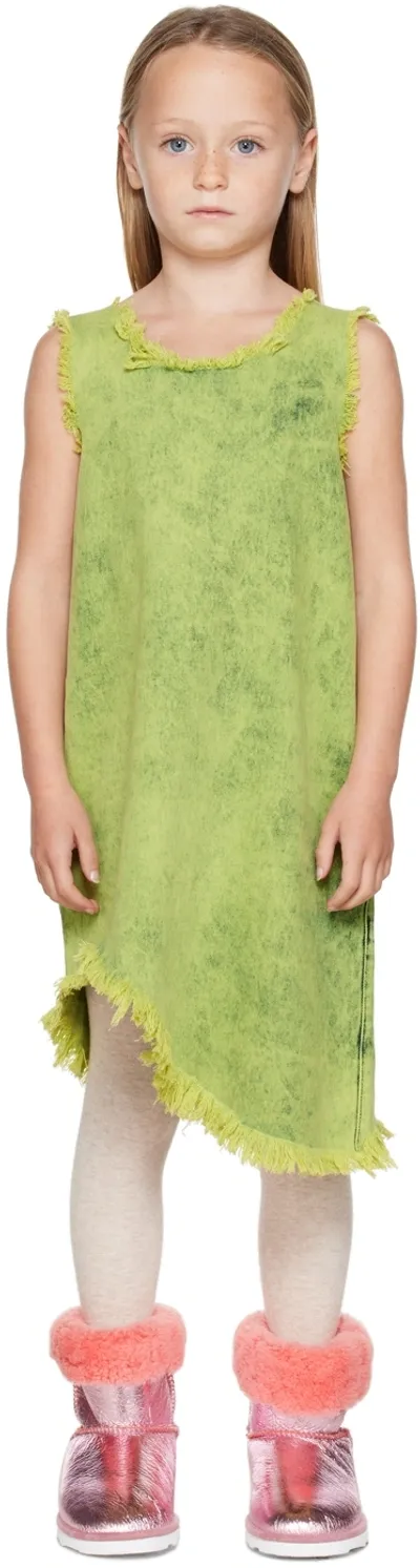 M.a+ Ssense Exclusive Kids Green Denim Dress In Lime