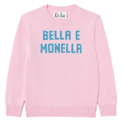 Mc2 Saint Barth Kids' Bella E Monella Crew-neck Sweater In Pink