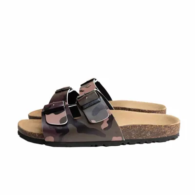 Mc2 Saint Barth Cork Sandals Camouflage Print In Brown