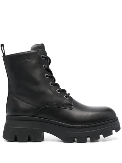 Calvin Klein Chunky Lace-up Combat Boots In Black