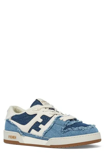 Fendi Match Patchwork Denim Sneakers In Blue,white