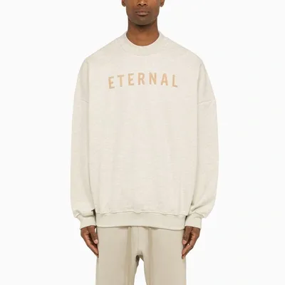 Fear Of God Eternal Logo-flocked Cotton-jersey Sweatshirt In Neutral