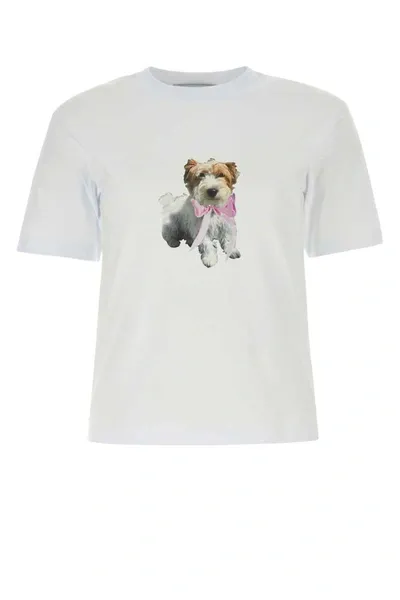 Msgm Dog-print Cotton T-shirt In White