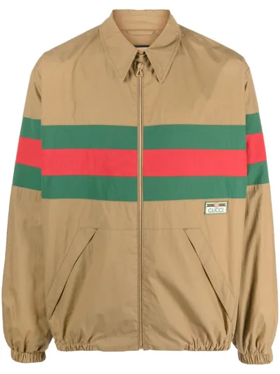 Gucci Web Stripe Cotton Jacket In Cream