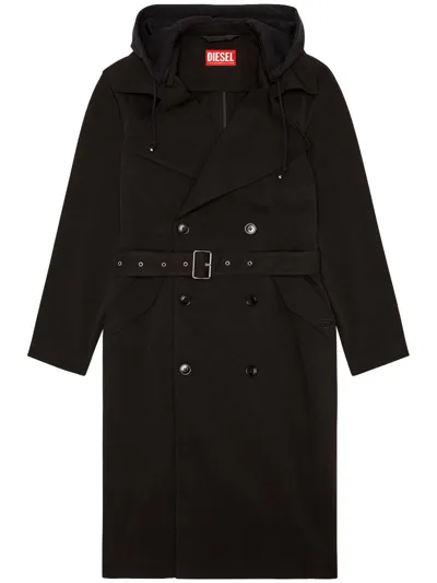 Diesel J Matthew Hooded Trench Coat In Black