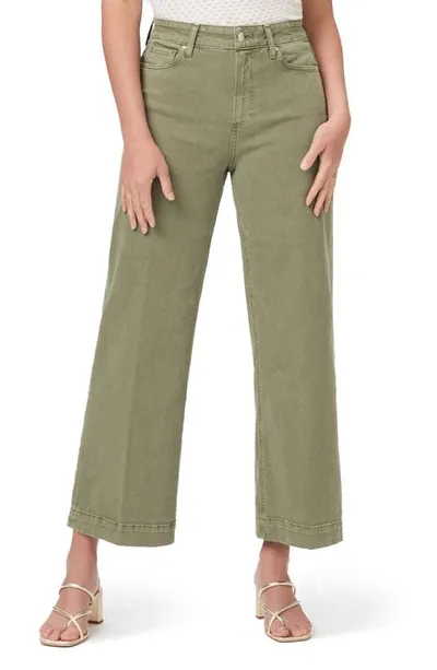 Paige Womens Vintage Mossy Green Anessa Wide-leg Mid-rise Stretch-denim Jeans