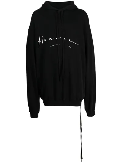 Ann Demeulemeester Drop-shoulder Cotton Hoodie In Black