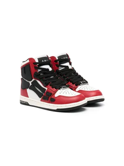 Amiri Kids' Skel Top Leather High-top Sneakers In Multicolor