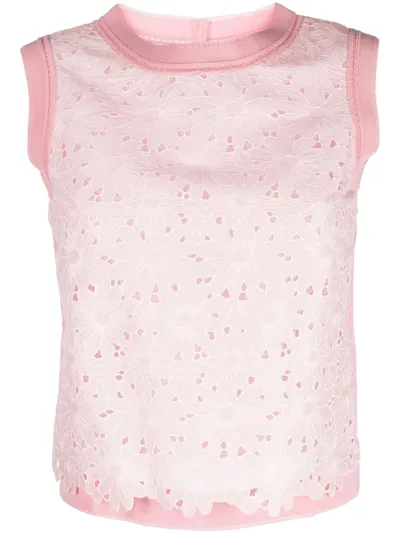 Shiatzy Chen Lace-detailing Cotton Top In Pink