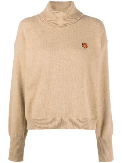 Kenzo Turtle Neck Crest Jumper In Tobacco