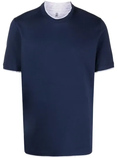 Brunello Cucinelli Crew-neck Cotton T-shirt In Night