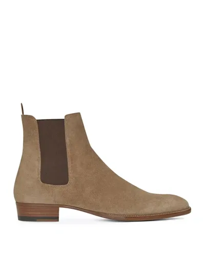 Saint Laurent Wyatt Chelsea Boot In Brown