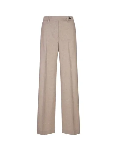 Kiton Beige Cashmere Wide Leg Trousers In Brown