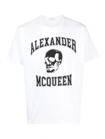 Alexander Mcqueen Skull Logo-print T-shirt In White,black