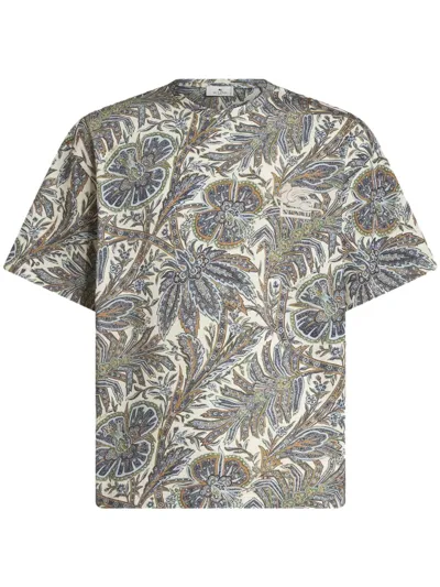 Etro Paisley-print Cotton T-shirt In White