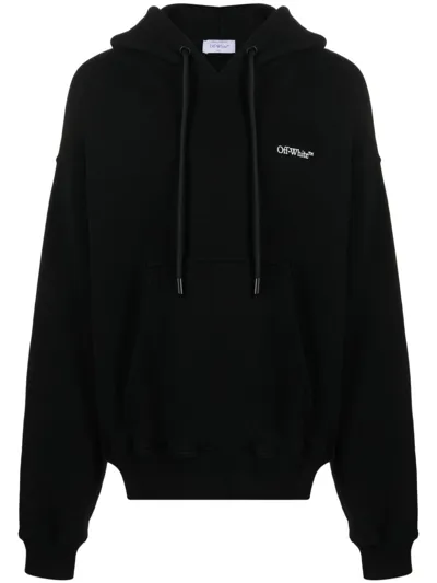 Off-white Scratch Arrow-print Cotton Hoodie In Black