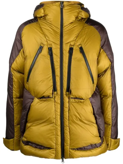 Colmar Two-tone Hooded Down Jacket In Yellow