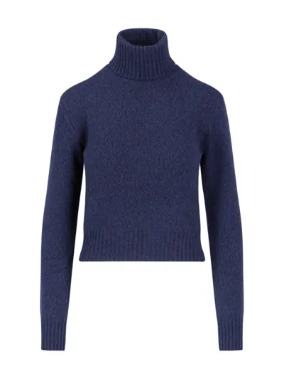 Ami Alexandre Mattiussi Logo Cachemire Sweater In Blue