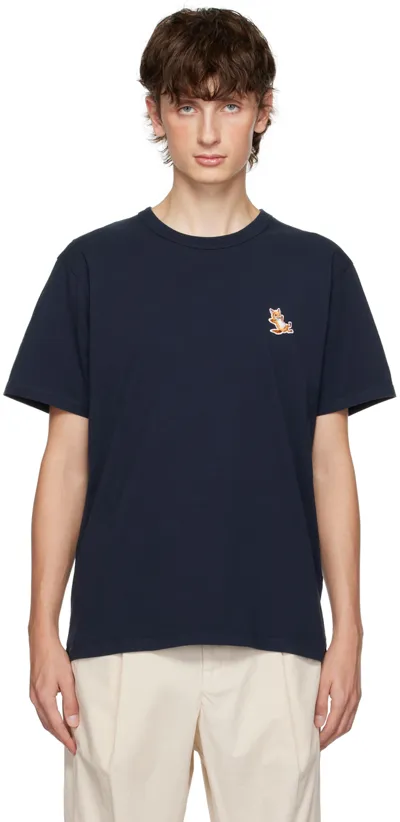 Maison Kitsuné Chillax Fox Patch T-shirt In Blue