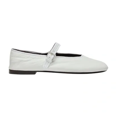 The Row Boheme Leather Mary Jane Ballerina Flats In White