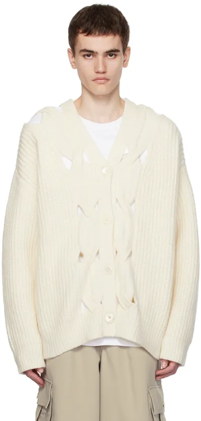 Feng Chen Wang Off-white Rib Cardigan In Weiss