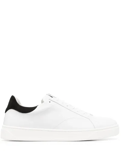 Lanvin Men Logo Patch Lace Up Sneakers In White/black