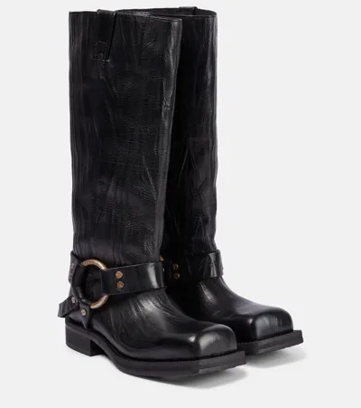 Acne Studios 30mm Knee-high Leather Boots In Anthracite