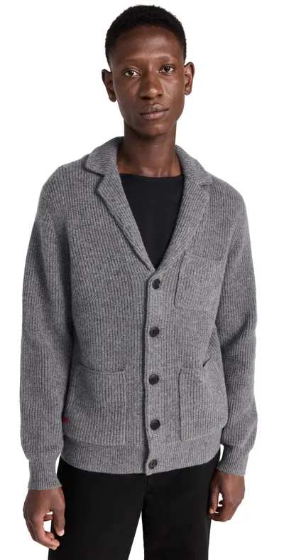 Alex Mill Ribbed Cardigan In Cashmere In Heather Pewter