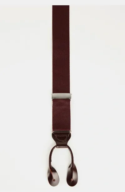 Trafalgar Hudson Nylon Button End Suspenders In Burgundy