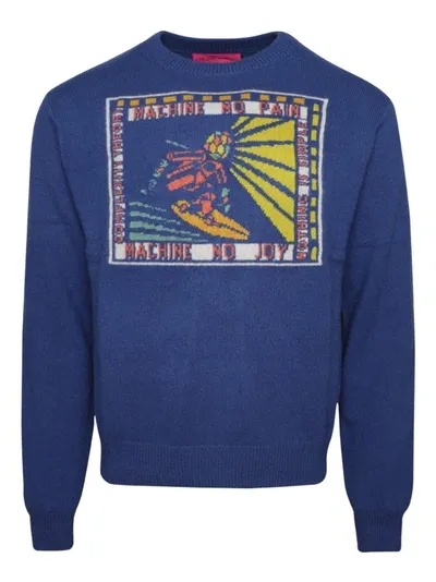 The Elder Statesman Blue Crewneck Sweatshirt In Green