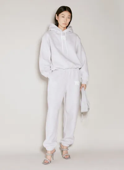 Alexander Wang Essential Brand-print Cotton-blend Jogging Bottoms In White