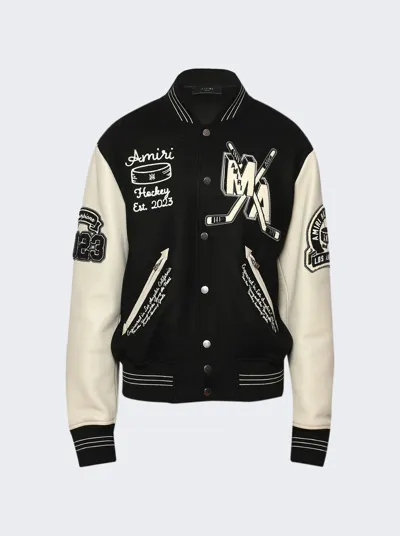 Amiri Black Oversized Varsity Bomber Jacket