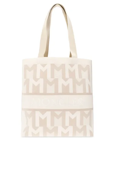 Moncler Monogram Knit Tote Bag In Cream