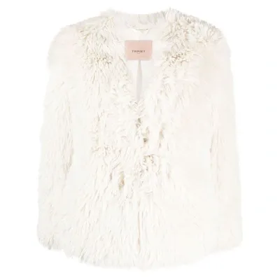 Twinset Faux-fur Long-sleeve Jacket In White