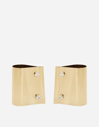 Dolce & Gabbana Rigid Metal Cuffs And Rhinestone-detailed Buttons In Gold