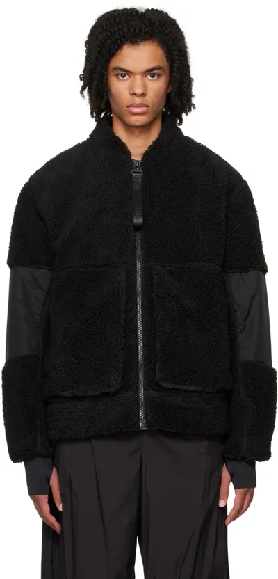 Rains Kofu Fleece Bomber Jacket In Black