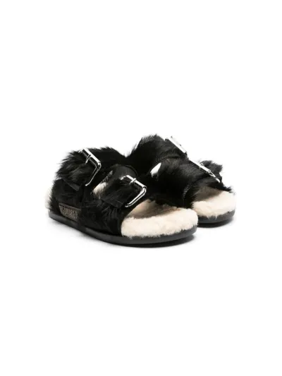 Dsquared2 Kids' Faux Fur Sandals In Black