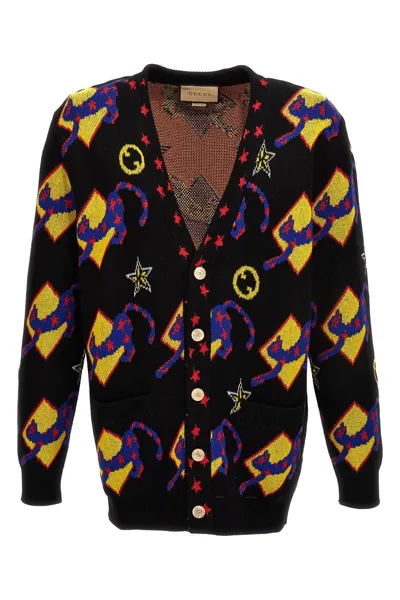 Gucci Cotton Wool Cardigan In Multicolor