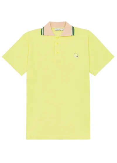 Maison Kitsuné Logo-patch Polo Shirt In Yellow