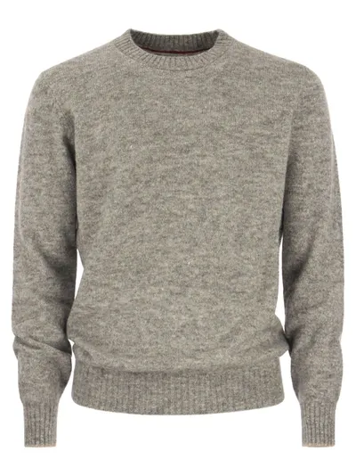 Brunello Cucinelli Crew-neck Sweater In Alpaca Cotton And Wool In Grey