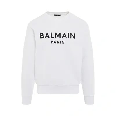 Balmain Printed Sweatshirt In Gab Blanc/noir