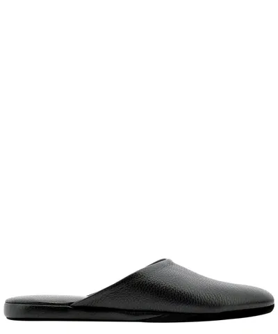 Farfalla Black Leather Slippers