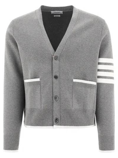 Thom Browne 4-bar Striped Cardigan In Grey