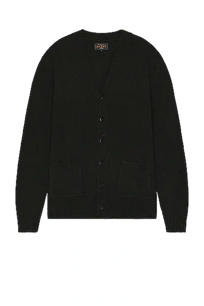 Beams Elbow Patch Cardigan In Olive