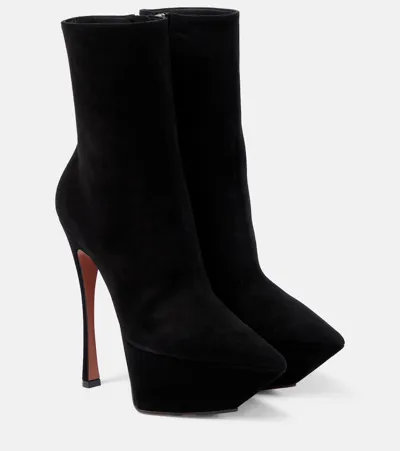 Amina Muaddi Yigit 150 Suede Ankle Boots In Black