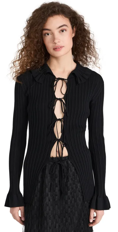 By Malene Birger Devora Ribbed-knit Cardigan In Black