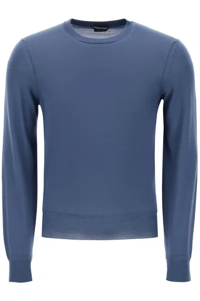 Tom Ford Slim-fit Cashmere Silk-blend Sweater In Blue